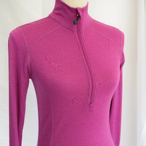 POLARTEC Warm & thin Fine 100%  Merino Wool zipper front top Pink,  Small